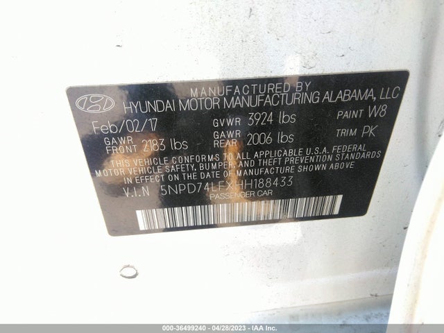 Hyundai ELANTRA SE 2017 5NPD74LFXHH188433 Image 9