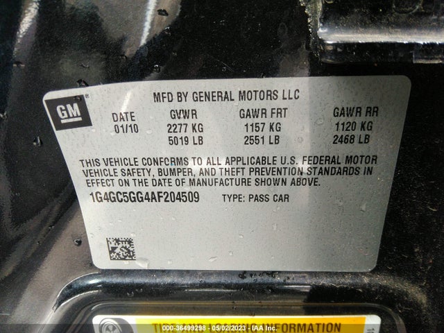 2010 BUICK LACROSSE CXL VIN: 1G4GC5GG4AF204509