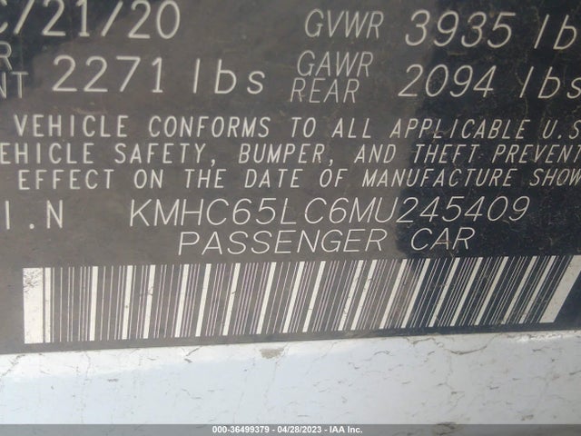 2021 Hyundai Ioniq, VIN: KMHC65LC6MU245409