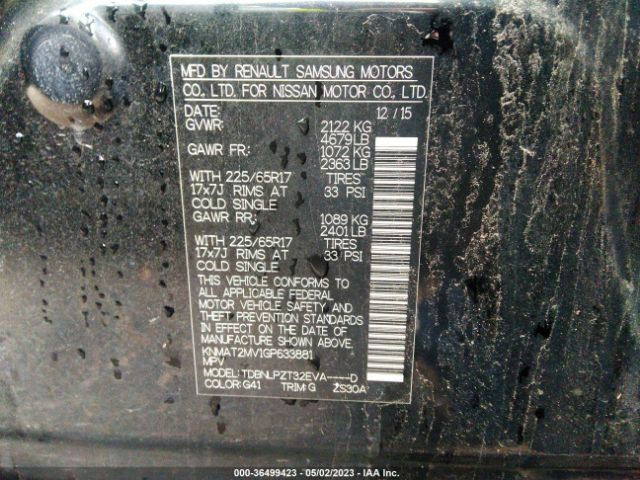 KNMAT2MV1GP633881 Nissan ROGUE S