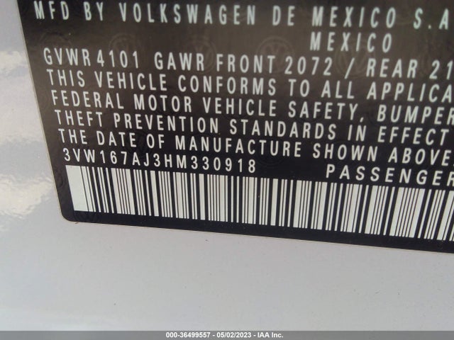 3VW167AJ3HM330918 Volkswagen Jetta 1.4t S