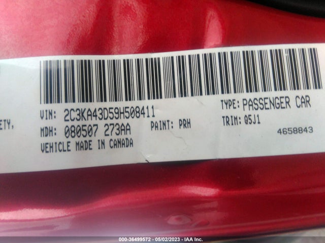 2009 CHRYSLER 300 LX VIN: 2C3KA43D59H508411