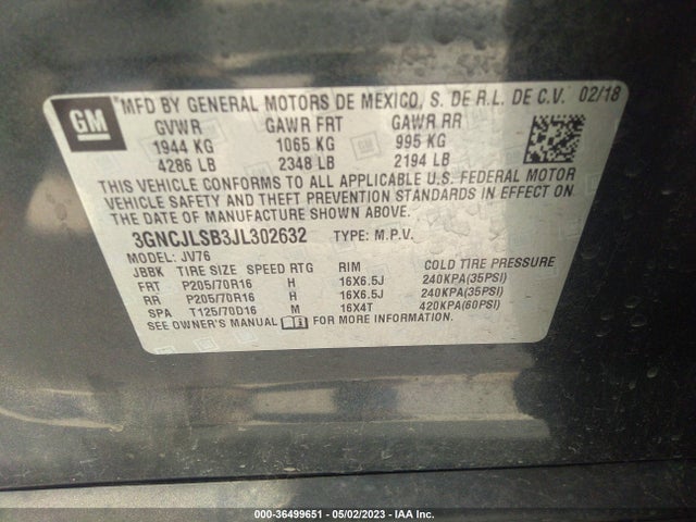 Chevrolet Trax Lt 2018 3GNCJLSB3JL302632 Image 9