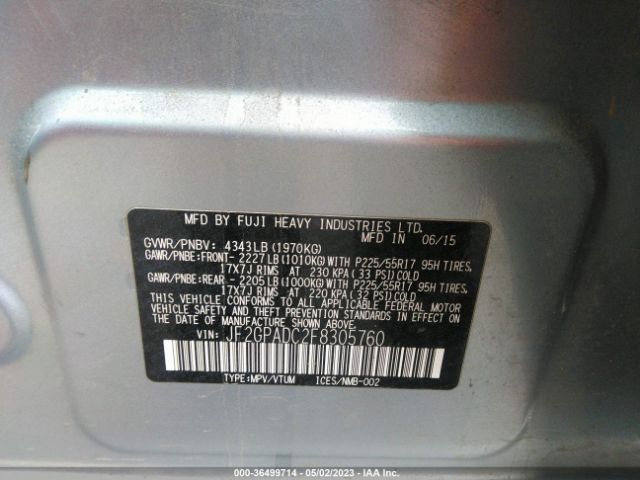 JF2GPADC2F8305760 Subaru Xv Crosstrek Premium
