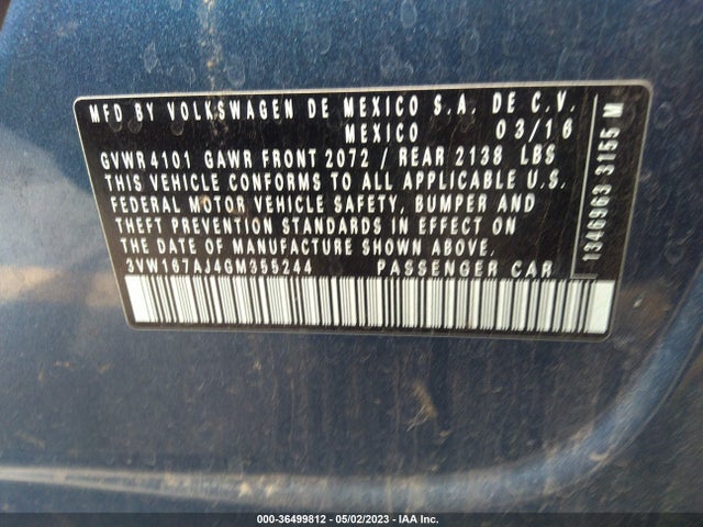 3VW167AJ4GM355244 Volkswagen Jetta Sedan 1.4t S