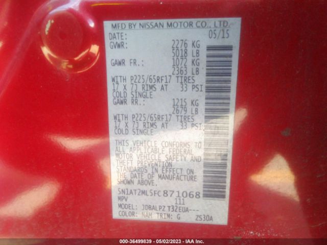 5N1AT2ML5FC871068 Nissan ROGUE S