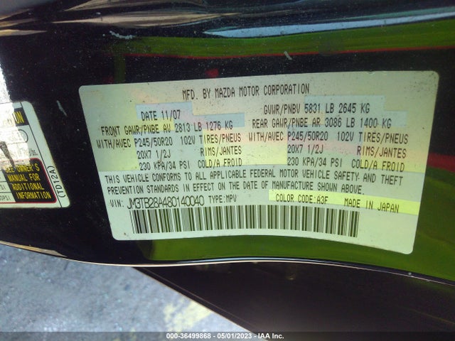 Aukcja sprzedaży 2008 Mazda Cx-9 Grand Touring, vin: JM3TB28A480140040, numer aukcji: 36499868