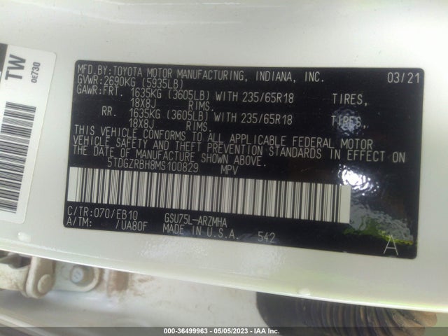 Toyota Highlander Xle 2021 5TDGZRBH8MS100829 Image 11