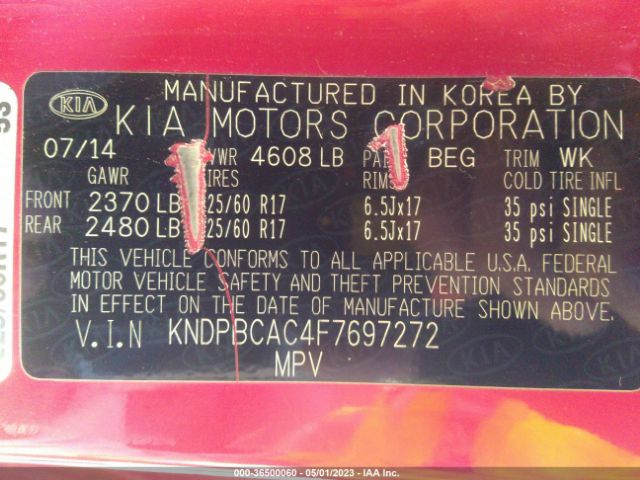 KNDPBCAC4F7697272 KIA Sportage Lx