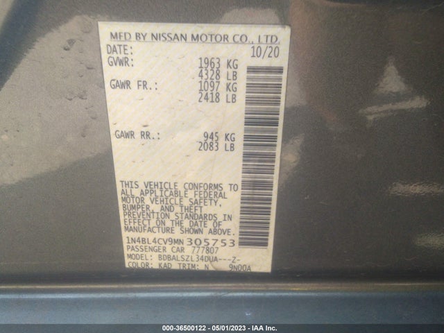 Nissan Altima 2.5 Sr 2021 1N4BL4CV9MN305753 Image 11