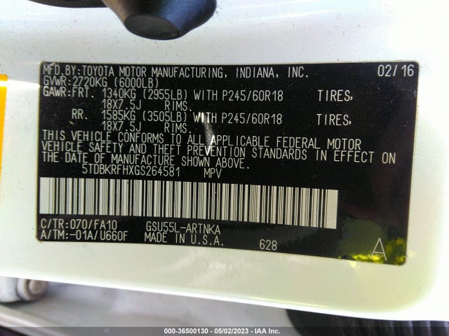 Toyota Highlander Le 2016 5TDBKRFHXGS264581 Image 10