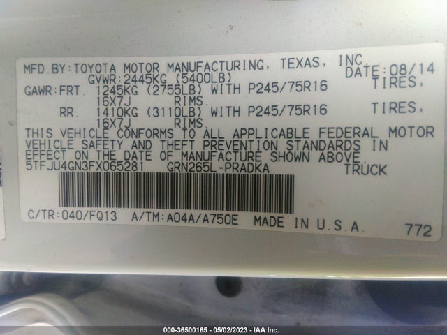 Toyota Tacoma Prerunner 2015 5TFJU4GN3FX065281 Image 11