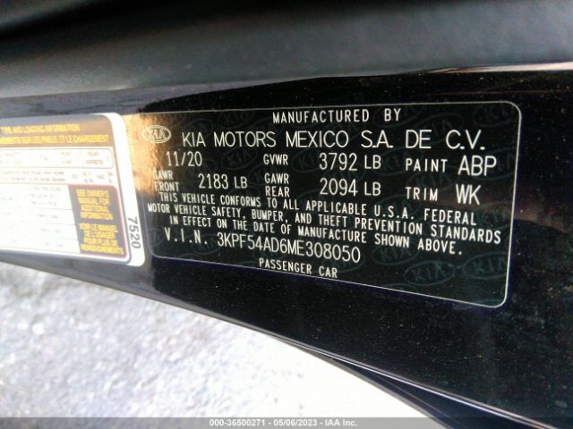 3KPF54AD6ME308050 KIA FORTE EX