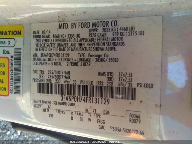 Ford FUSION SE 2015 3FA6P0H74FR131129 Image 10