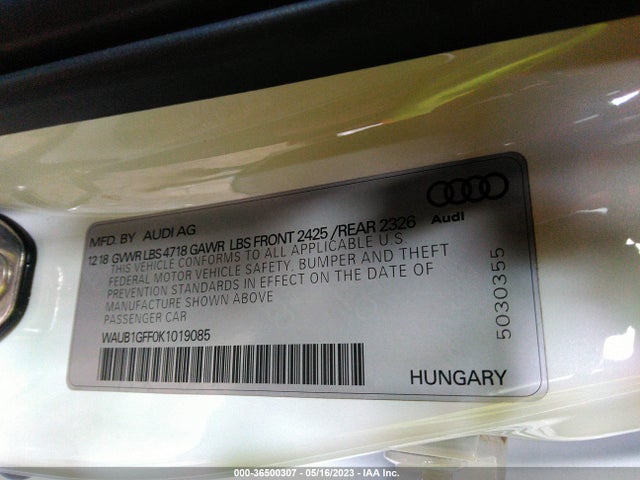 2019 Audi S3, VIN: WAUB1GFF0K1019085