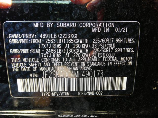 JF2SKADC4MH490173 Subaru Forester