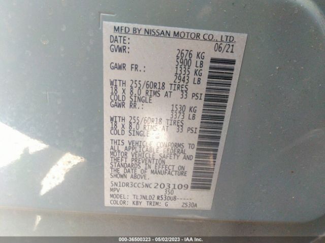 5N1DR3CC5NC203109 Nissan Pathfinder Sl