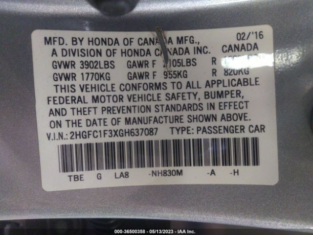 2HGFC1F3XGH637087 Honda Civic Ex-t