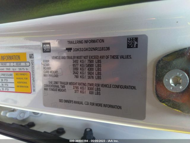 1GKS1GKD2NR118136 GMC Yukon Xl Slt