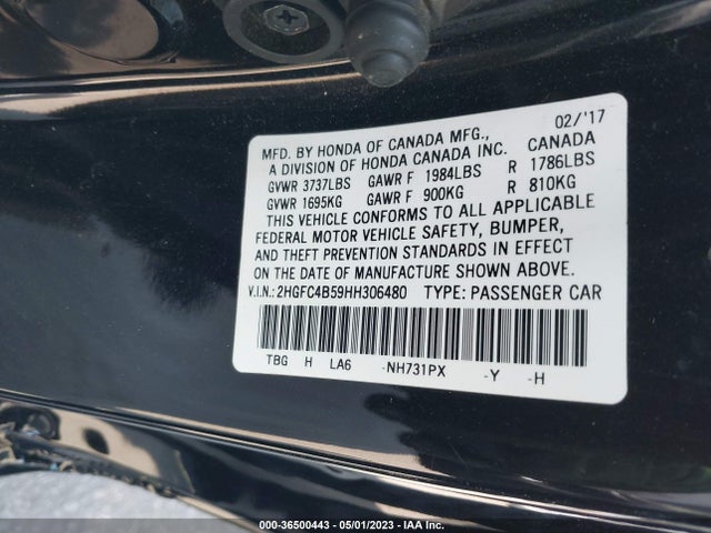2017 HONDA CIVIC COUPE LX VIN: 2HGFC4B59HH306480