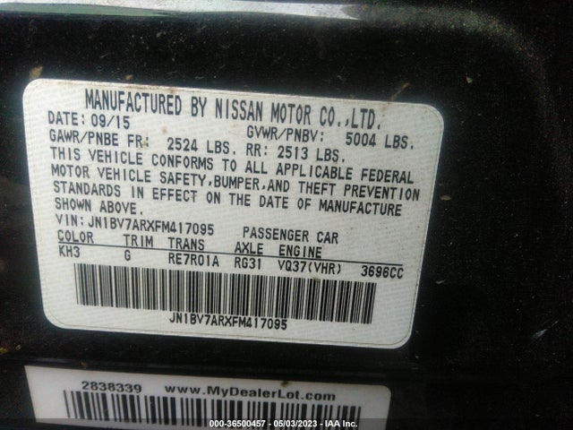 JN1BV7ARXFM417095 Infiniti Q50 Premium