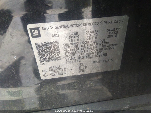 Chevrolet TRAX LS 2020 3GNCJKSB2LL109188 Image 9
