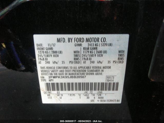 2FMPK3K95JBB20507 Ford Edge Titanium