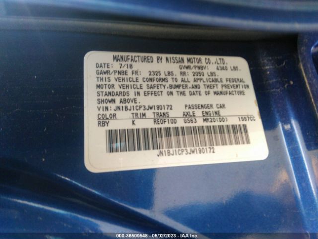 JN1BJ1CP3JW190172 Nissan Rogue Sport Sl