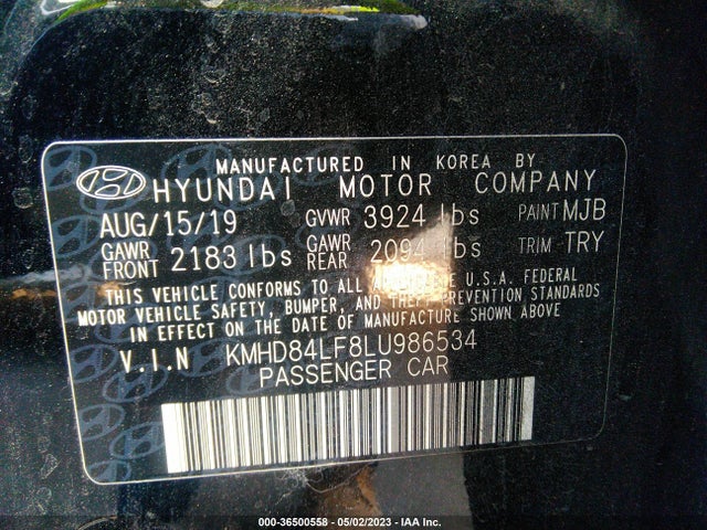 Hyundai ELANTRA SEL 2020 KMHD84LF8LU986534 Image 9