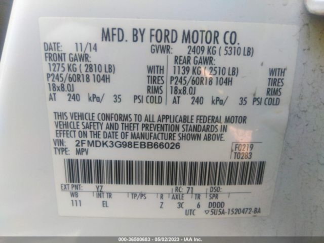 2FMDK3G98EBB66026 Ford EDGE SE