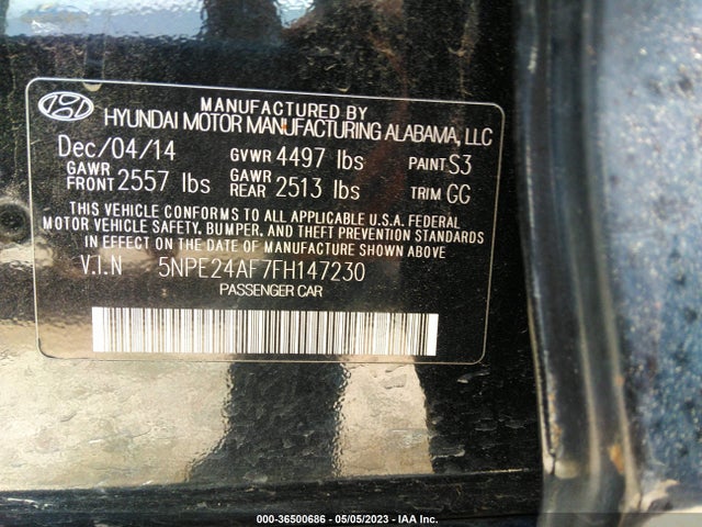 Hyundai Sonata 2.4l Se 2015 5NPE24AF7FH147230 Image 10