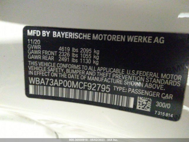 WBA73AP00MCF92795 BMW 4 Series 430i Xdrive