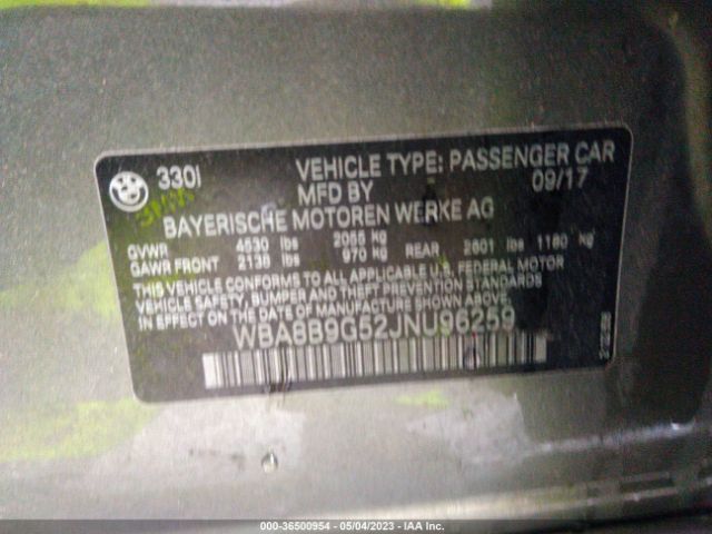 WBA8B9G52JNU96259 BMW 3 Series 330i