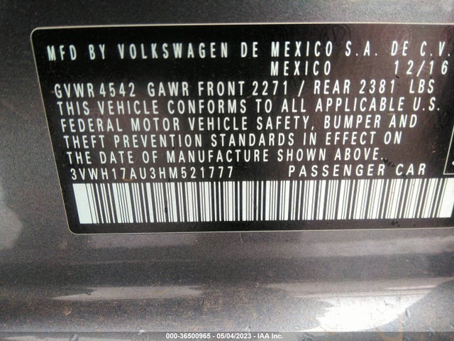 3VWH17AU3HM521777 Volkswagen Golf Alltrack S/se/sel