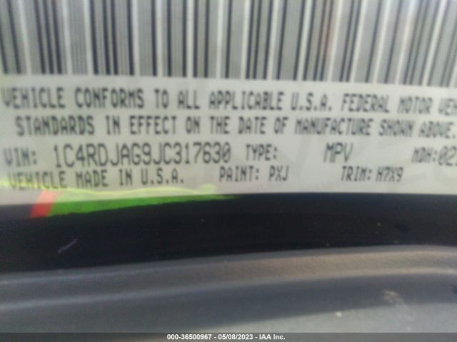 1C4RDJAG9JC317630 Dodge Durango Sxt