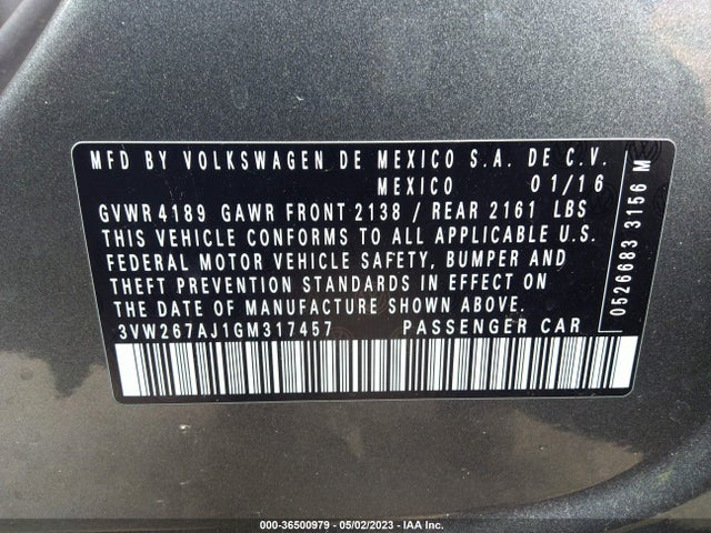 3VW267AJ1GM317457 Volkswagen Jetta Sedan 1.4t S