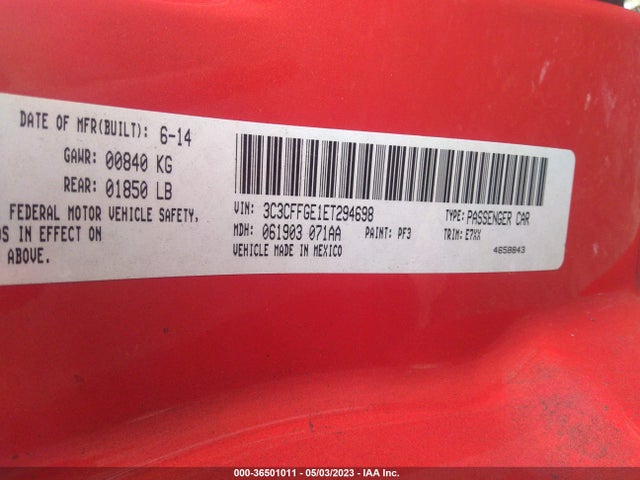 2014 Fiat 500e, VIN: 3C3CFFGE1ET294698
