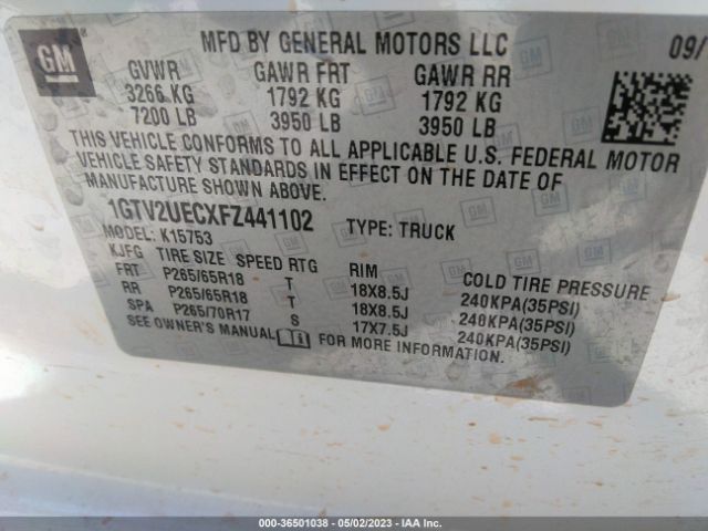 1GTV2UECXFZ441102 GMC Sierra 1500 Sle