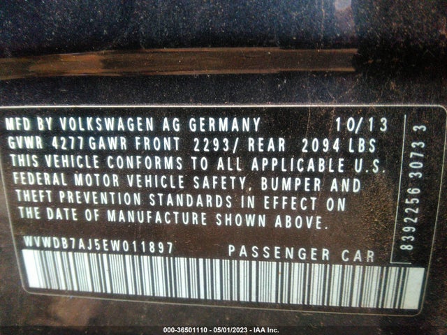 WVWDB7AJ5EW011897 Volkswagen GOLF
