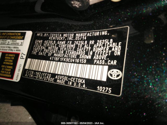 4T1BF1FK9EU416159 Toyota Camry L/le/xle/se/se Sport