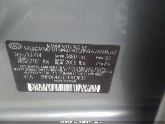 Hyundai ELANTRA SE 2015 5NPDH4AE0FH610603 Image 9