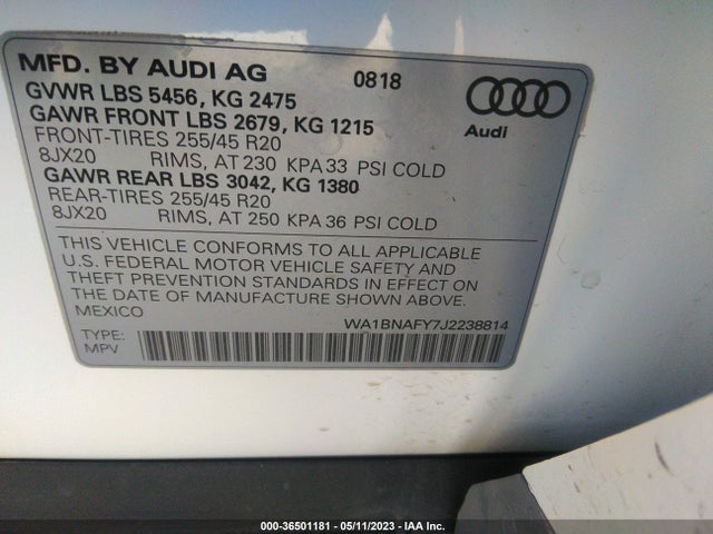 WA1BNAFY7J2238814 Audi Q5 Premium Plus
