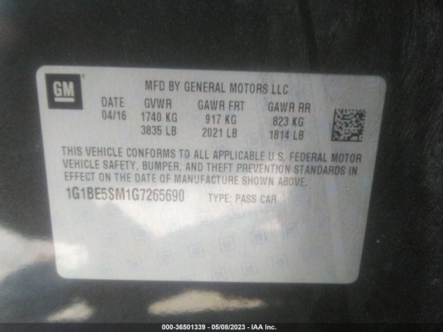 Chevrolet CRUZE LT 2016 1G1BE5SM1G7265690 Image 10