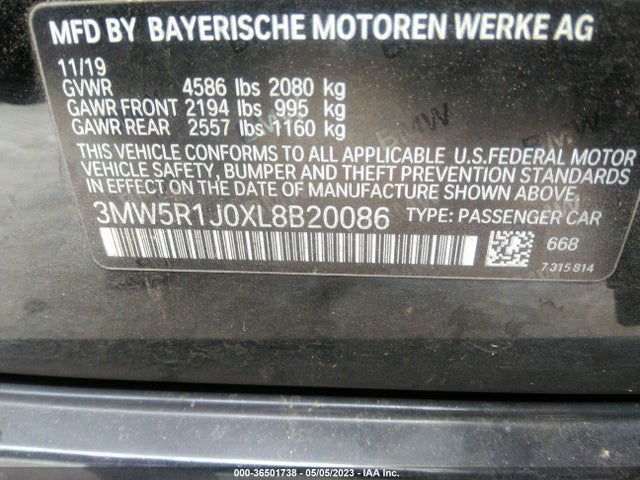 BMW 3 Series 330i 2020 аукцион фото