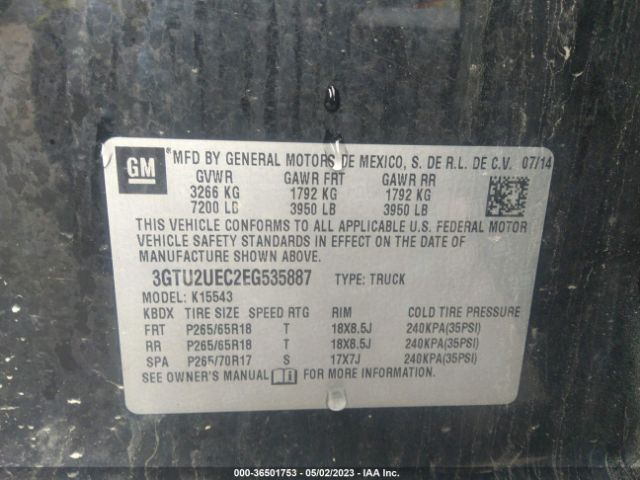 3GTU2UEC2EG535887 GMC Sierra 1500 Sle