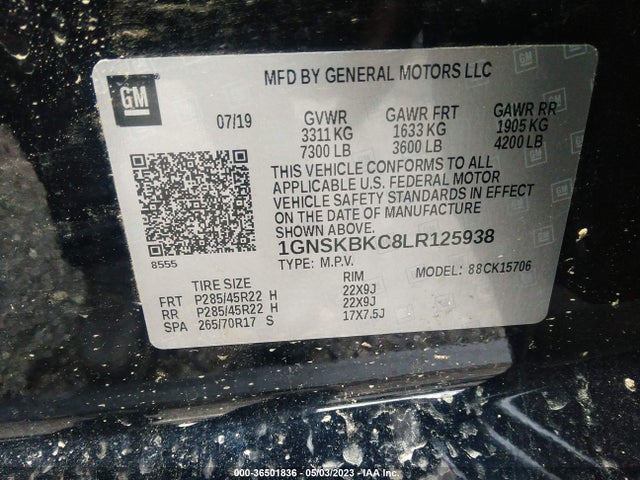 Chevrolet Tahoe Lt 2020 1GNSKBKC8LR125938 Image 9