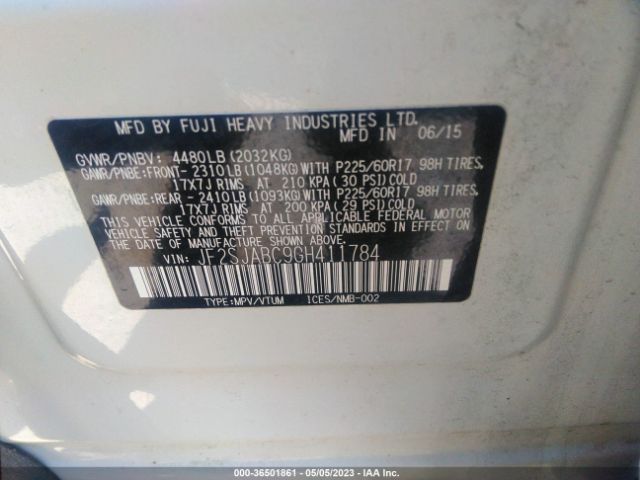 JF2SJABC9GH411784 Subaru Forester 2.5i