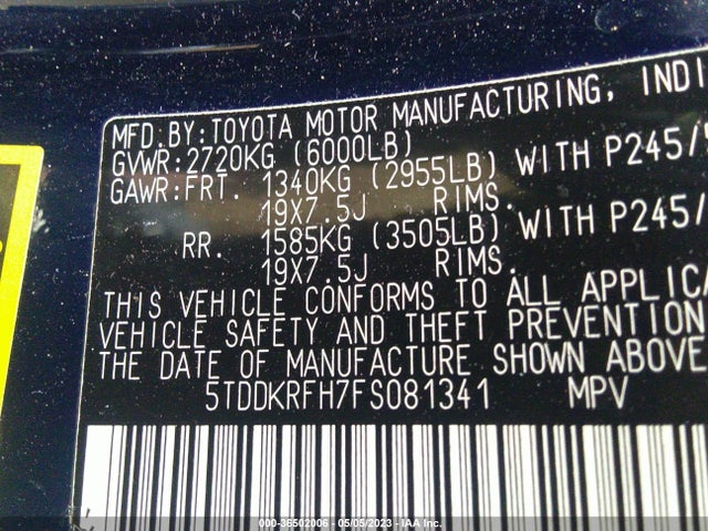 Toyota Highlander Limited 2015 5TDDKRFH7FS081341 Image 10