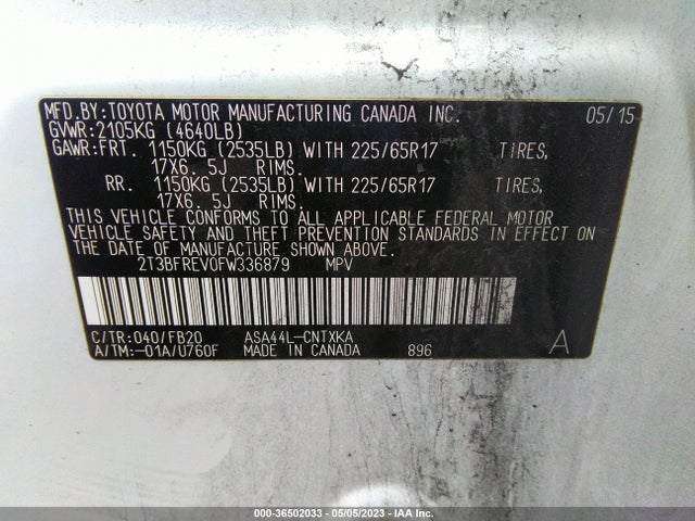 Toyota RAV4 LE 2015 2T3BFREV0FW336879 Image 10
