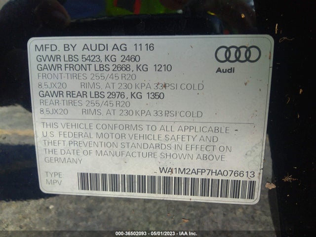 WA1M2AFP7HA076613 Audi Q5 Premium Plus